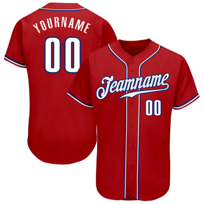 Custom Red White-Royal Authentic Baseball Jersey - Sky-Custom