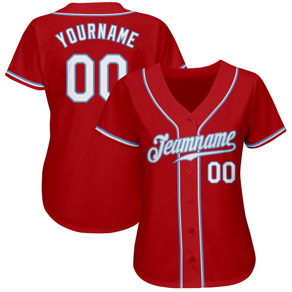 Custom Red White-Light Blue Authentic Baseball Jersey - Sky-Custom