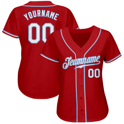 Custom Red White-Light Blue Authentic Baseball Jersey - Sky-Custom
