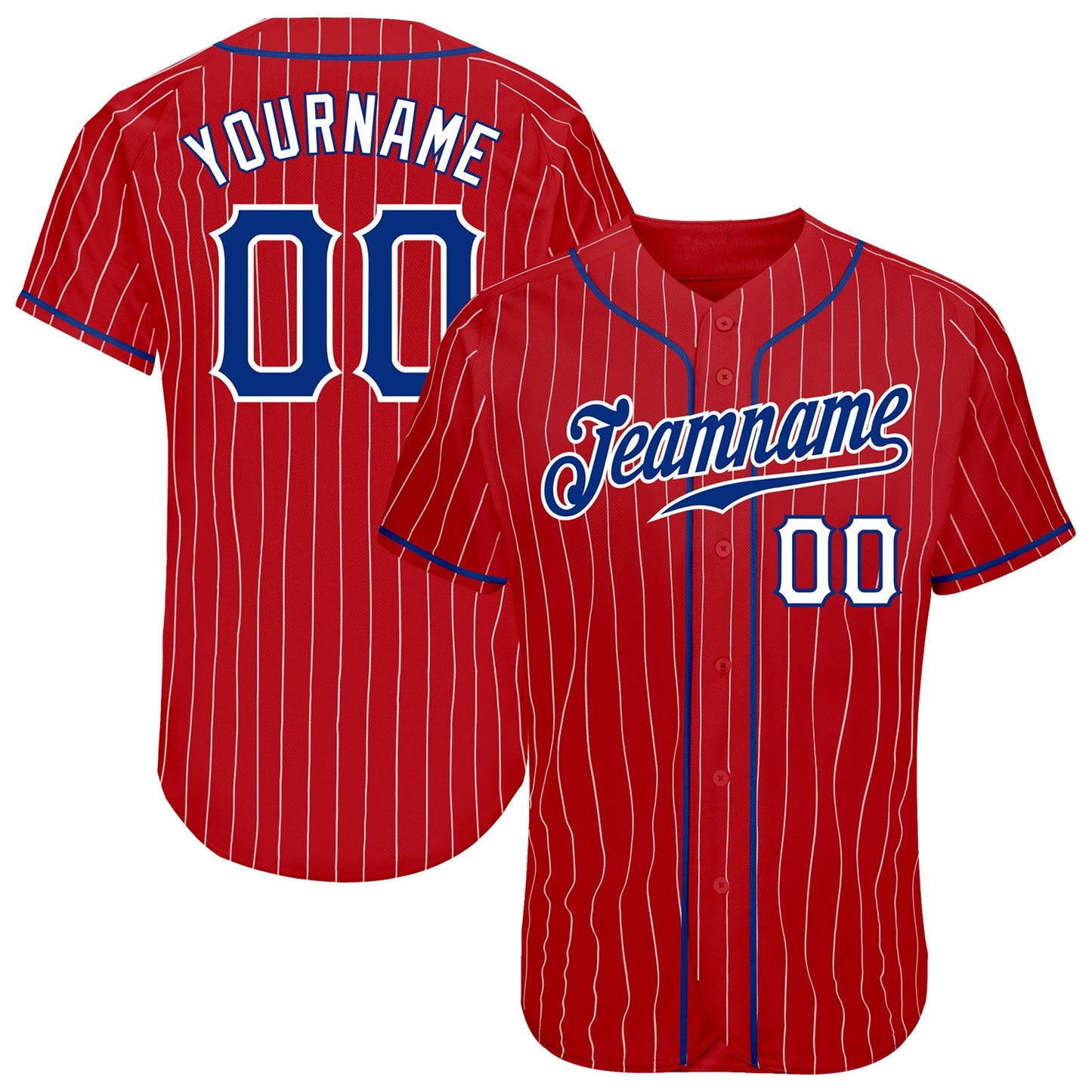 Custom Red White Pinstripe Royal-White Authentic Baseball Jersey - Sky-Custom