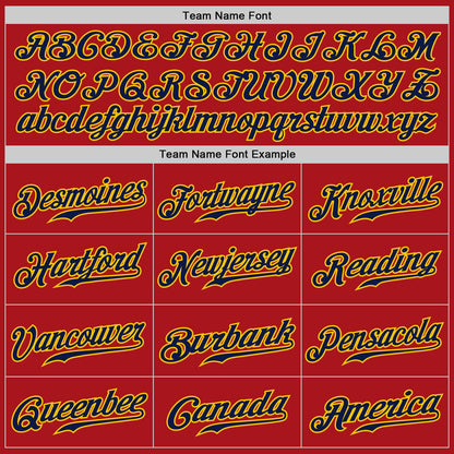 Custom Red Navy Pinstripe Navy-Gold Authentic Baseball Jersey - Sky-Custom