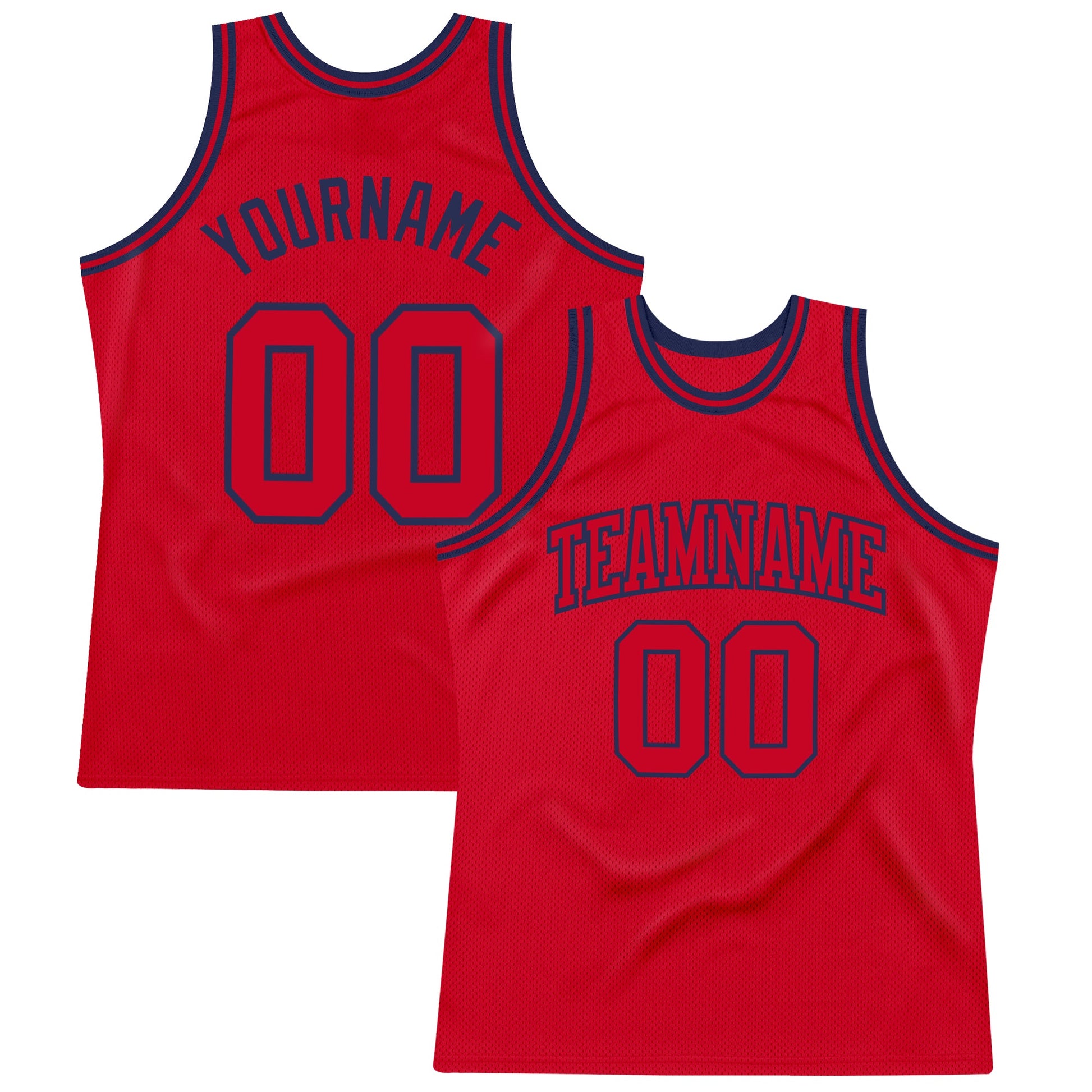 Custom Red Red-Navy Authentic Throwback Basketball Jersey - Sky-Custom