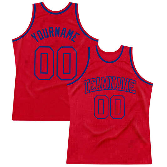 Custom Red Red-Royal Authentic Throwback Basketball Jersey - Sky-Custom