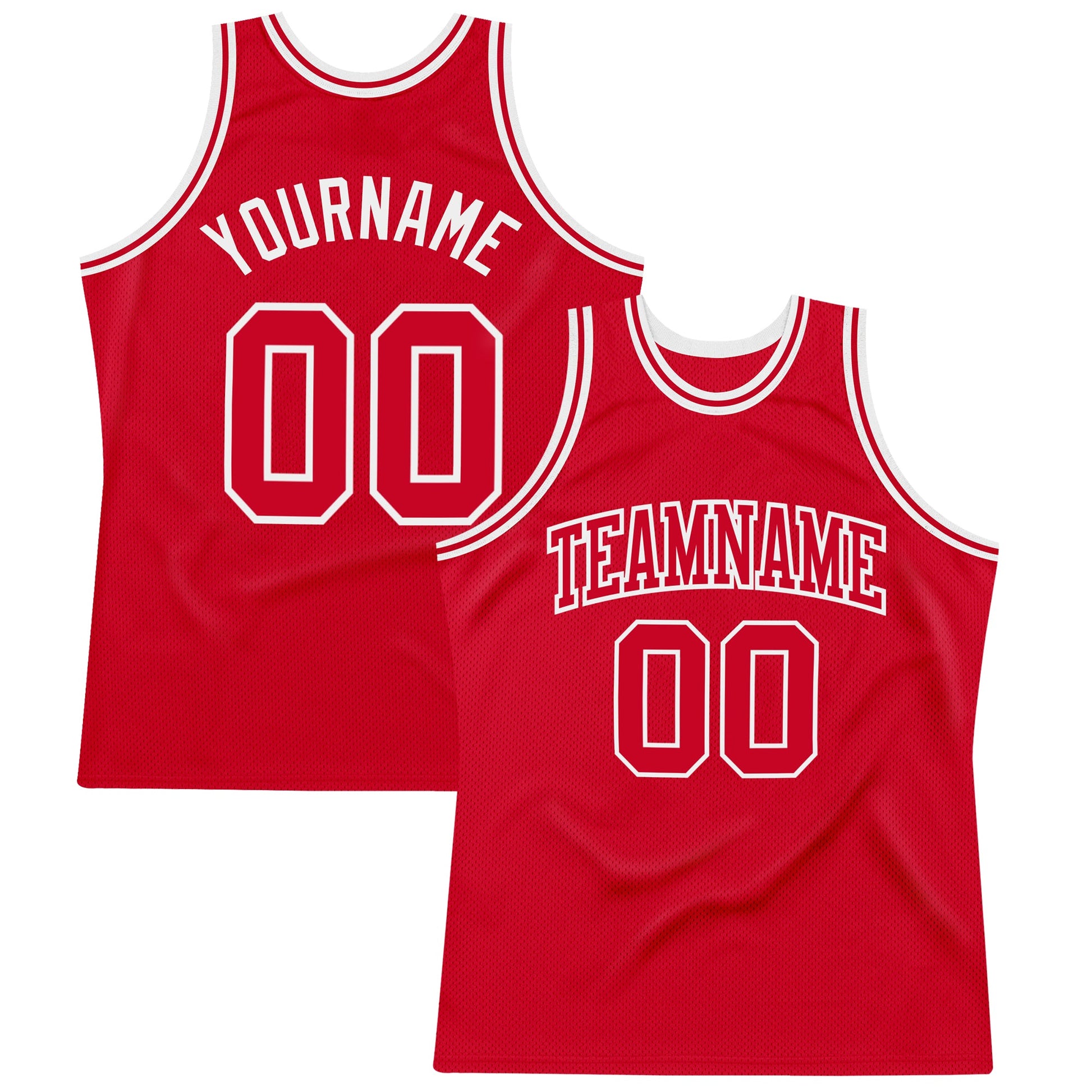 Custom Red Red-White Authentic Throwback Basketball Jersey - Sky-Custom