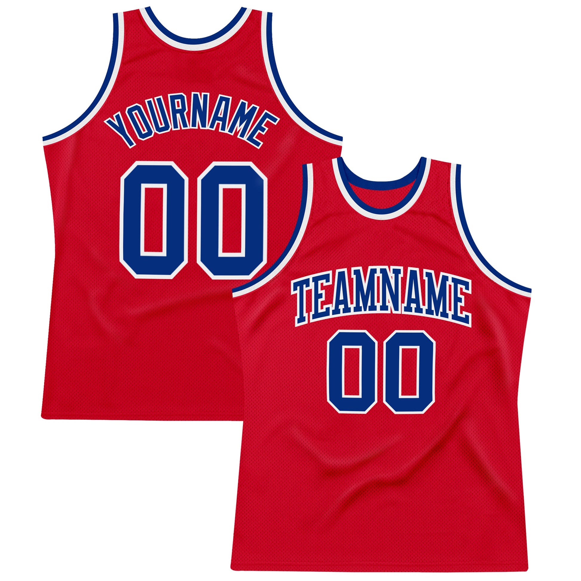 Custom Red Royal-White Authentic Throwback Basketball Jersey - Sky-Custom