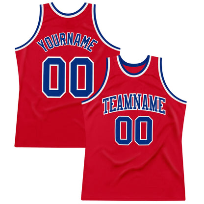 Custom Red Royal-White Authentic Throwback Basketball Jersey - Sky-Custom