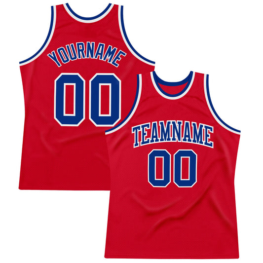 Custom Red Royal-White Authentic Throwback Basketball Jersey - Sky-Custom