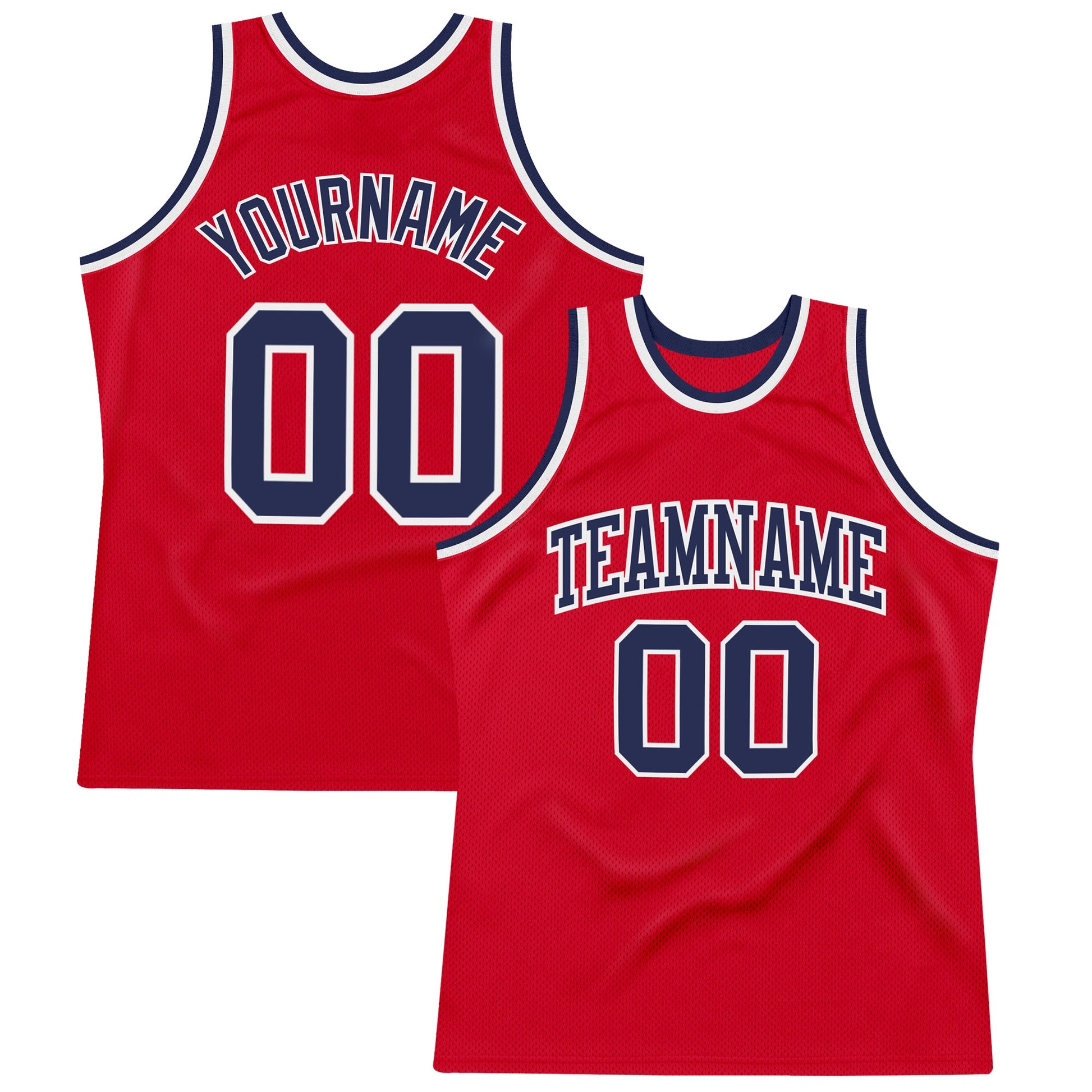 Custom Red Navy-White Authentic Throwback Basketball Jersey - Sky-Custom