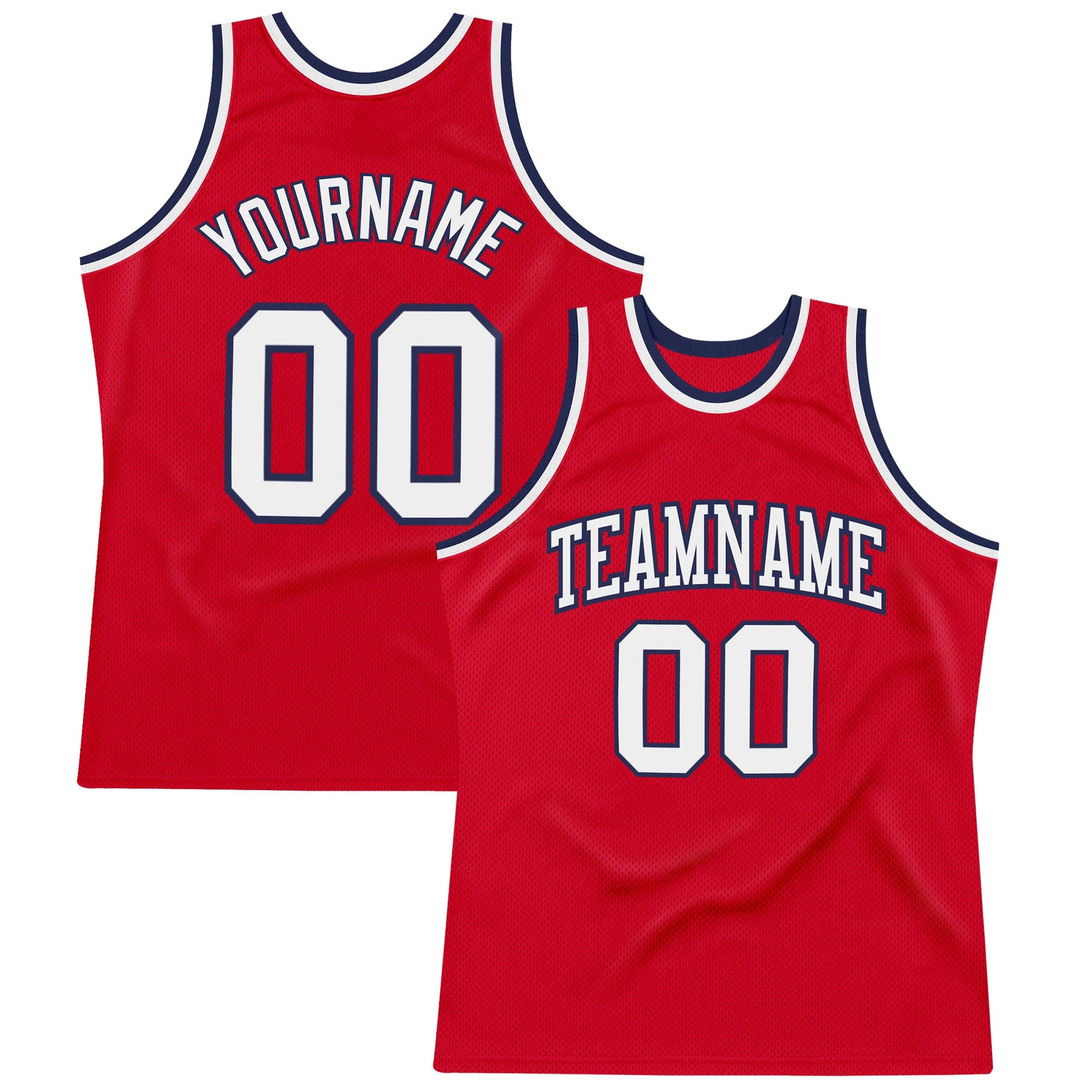 Custom Red White-Navy Authentic Throwback Basketball Jersey - Sky-Custom