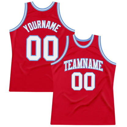 Custom Red White-Light Blue Authentic Throwback Basketball Jersey - Sky-Custom