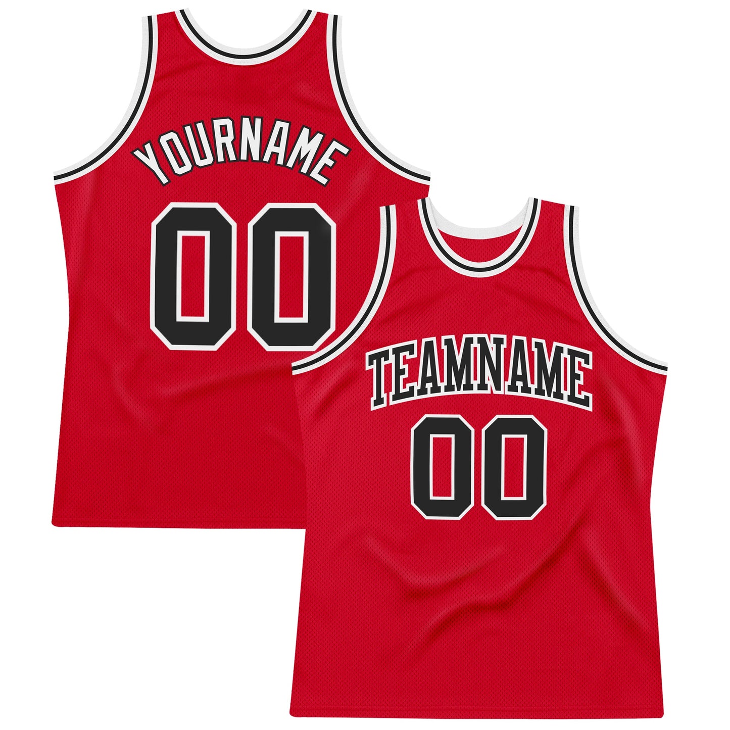 Custom Red Black-White Authentic Throwback Basketball Jersey - Sky-Custom