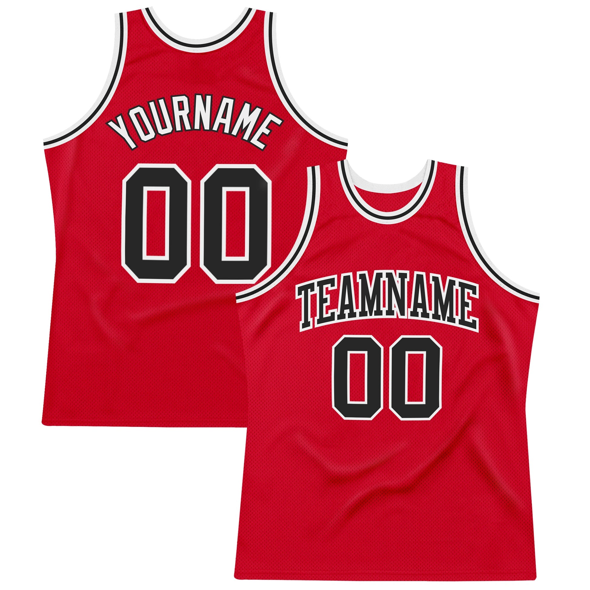 Custom Red Black-White Authentic Throwback Basketball Jersey - Sky-Custom