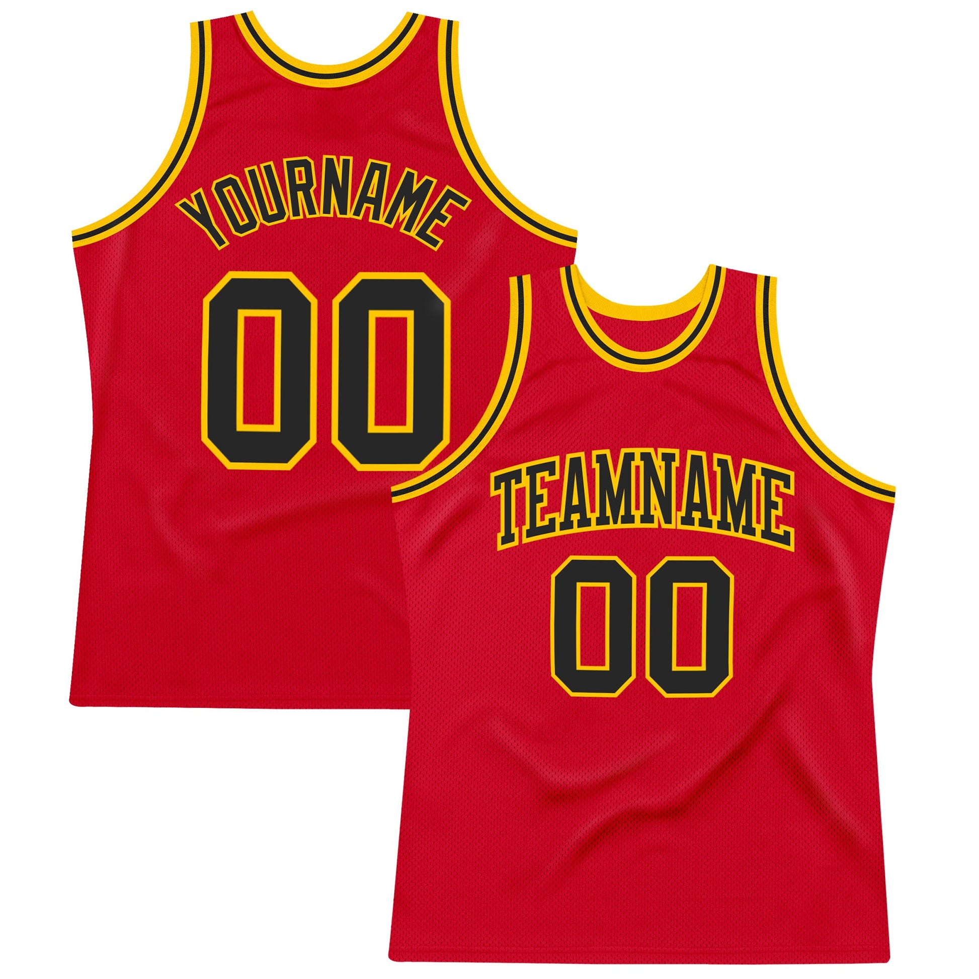 Custom Red Black-Gold Authentic Throwback Basketball Jersey - Sky-Custom