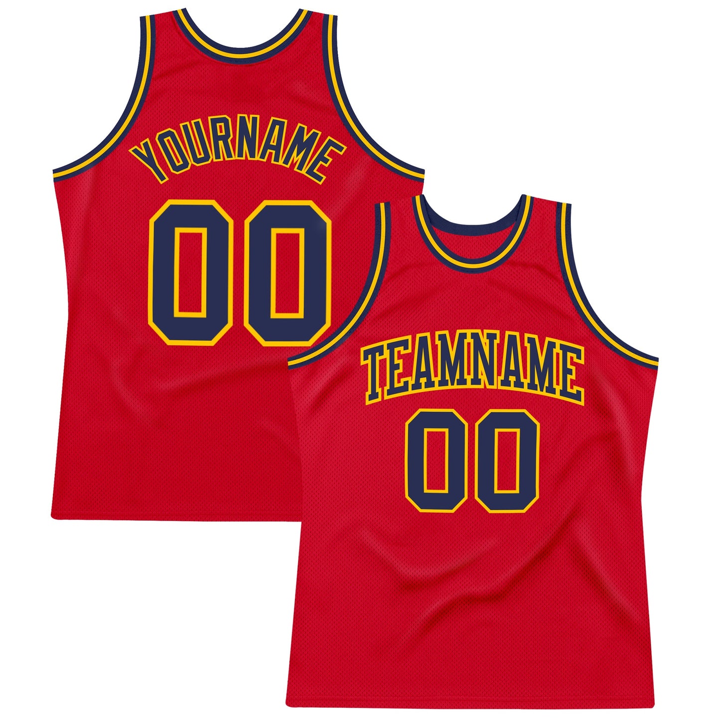 Custom Red Navy-Gold Authentic Throwback Basketball Jersey - Sky-Custom