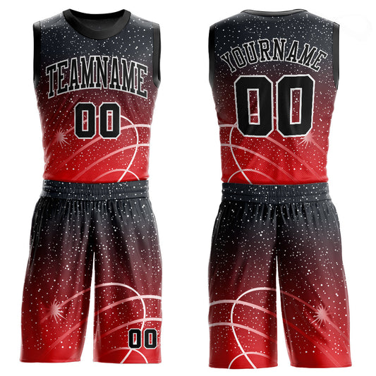 Custom Red Black-White Round Neck Sublimation Basketball Suit Jersey - Sky-Custom