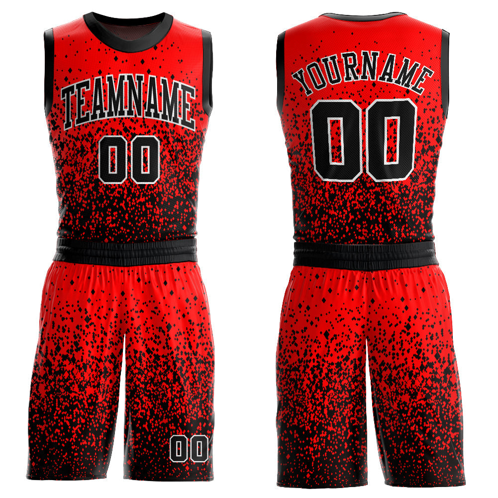 Custom Red Black-White Round Neck Sublimation Basketball Suit Jersey - Sky-Custom