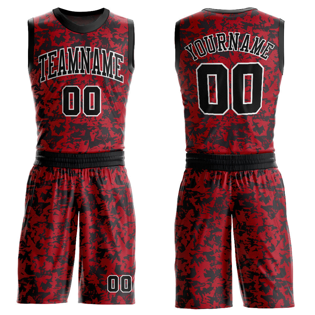 Custom Red Black-White Round Neck Sublimation Basketball Suit Jersey - Sky-Custom