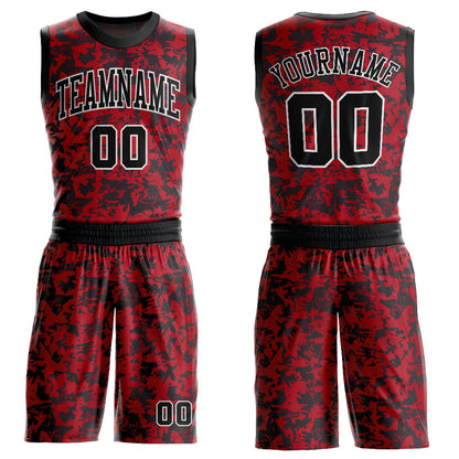 Custom Red Black-White Round Neck Sublimation Basketball Suit Jersey - Sky-Custom