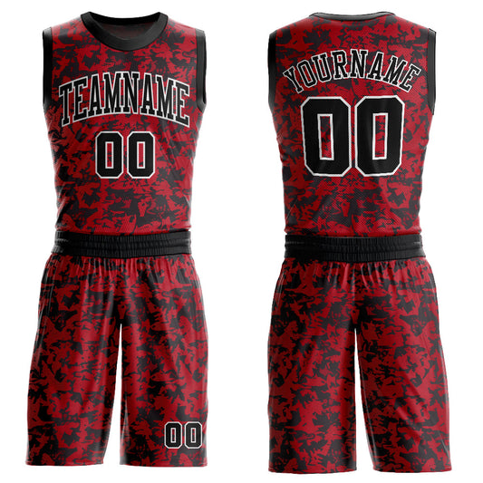 Custom Red Black-White Round Neck Sublimation Basketball Suit Jersey - Sky-Custom