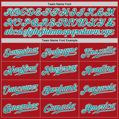 Custom Red Teal-White Authentic Baseball Jersey - Sky-Custom