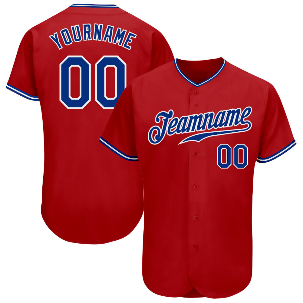 Custom Red Royal-White Authentic Baseball Jersey - Sky-Custom