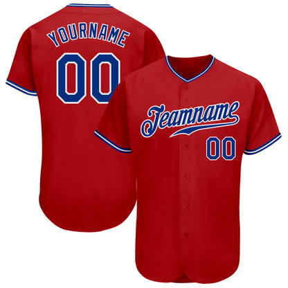 Custom Red Royal-White Authentic Baseball Jersey - Sky-Custom