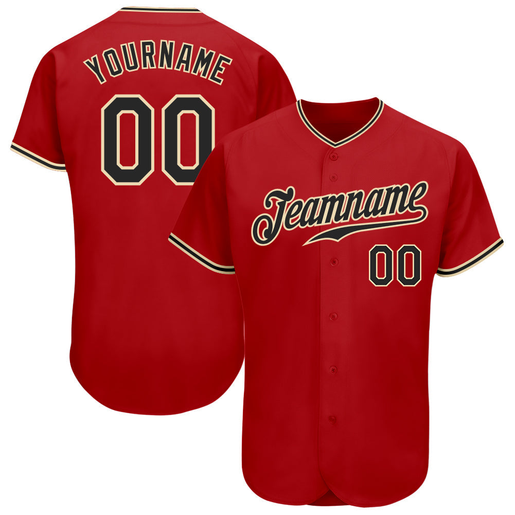 Custom Red Black-City Cream Authentic Baseball Jersey - Sky-Custom