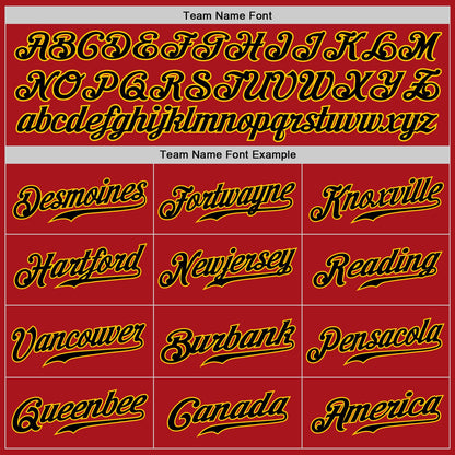 Custom Red Black-Gold Authentic Baseball Jersey - Sky-Custom