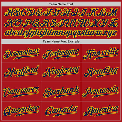 Custom Red Navy-Gold Authentic Baseball Jersey - Sky-Custom