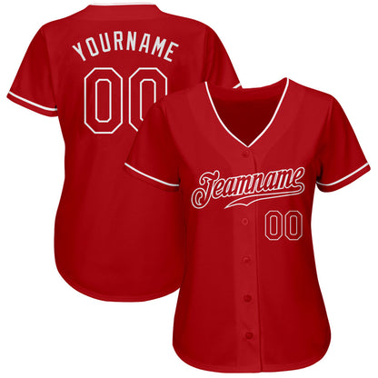 Custom Red Red-White Authentic Baseball Jersey - Sky-Custom