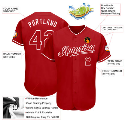 Custom Red Red-White Authentic Baseball Jersey - Sky-Custom