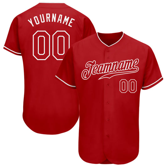 Custom Red Red-White Authentic Baseball Jersey - Sky-Custom