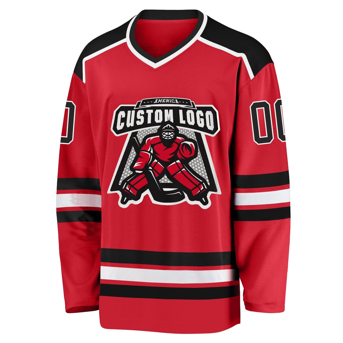 Custom Red Black-White Hockey Jersey - Sky-Custom