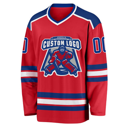 Custom Red Royal-White Hockey Jersey - Sky-Custom
