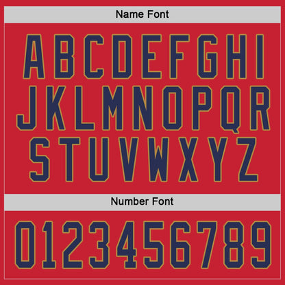 Custom Red Navy-Old Gold Hockey Jersey - Sky-Custom