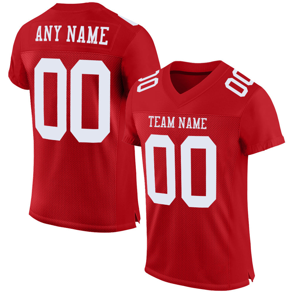 Custom Red White Mesh Authentic Football Jersey - Sky-Custom
