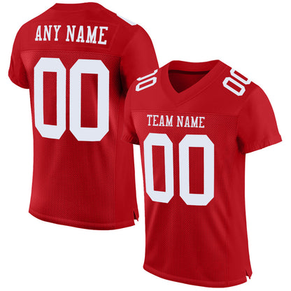 Custom Red White Mesh Authentic Football Jersey - Sky-Custom