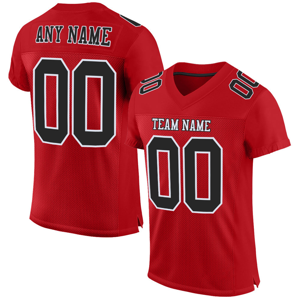 Custom Red Black-White Mesh Authentic Football Jersey - Sky-Custom