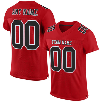 Custom Red Black-White Mesh Authentic Football Jersey - Sky-Custom