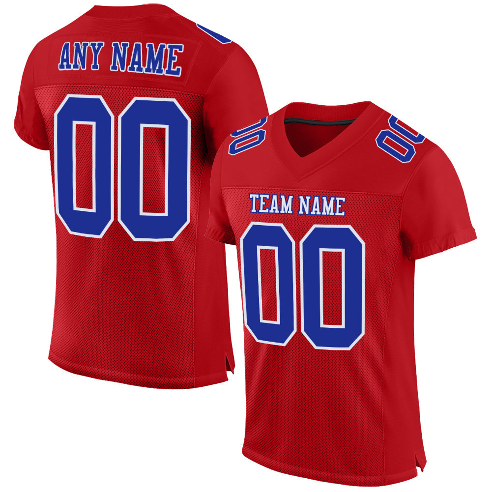 Custom Red Royal-White Mesh Authentic Football Jersey - Sky-Custom