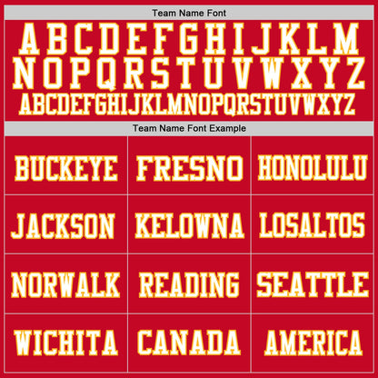 Custom Red Gold-White Mesh Authentic Football Jersey - Sky-Custom