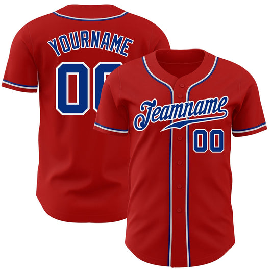 Custom Red Royal-White Authentic Baseball Jersey - Sky-Custom