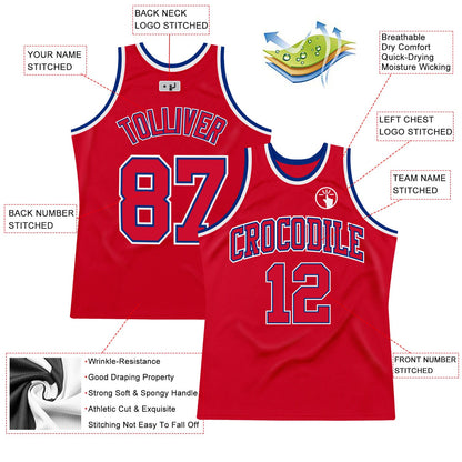 Custom Red Red-Royal Authentic Throwback Basketball Jersey - Sky-Custom