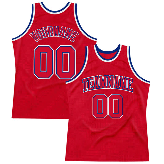 Custom Red Red-Royal Authentic Throwback Basketball Jersey - Sky-Custom
