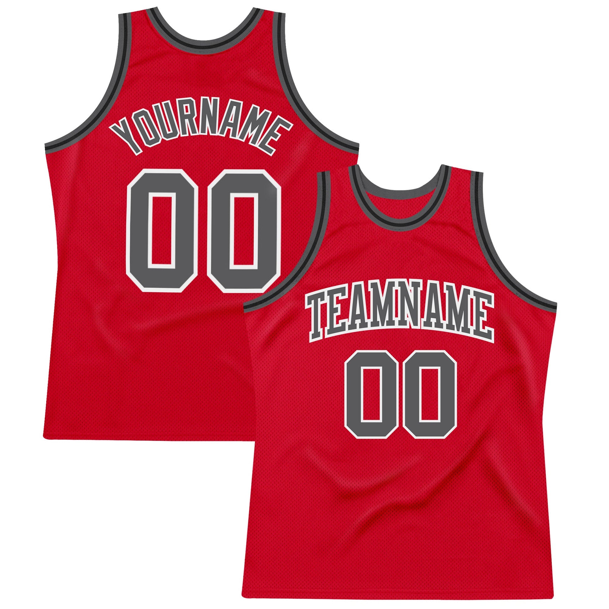 Custom Red Steel Gray-Black Authentic Throwback Basketball Jersey - Sky-Custom