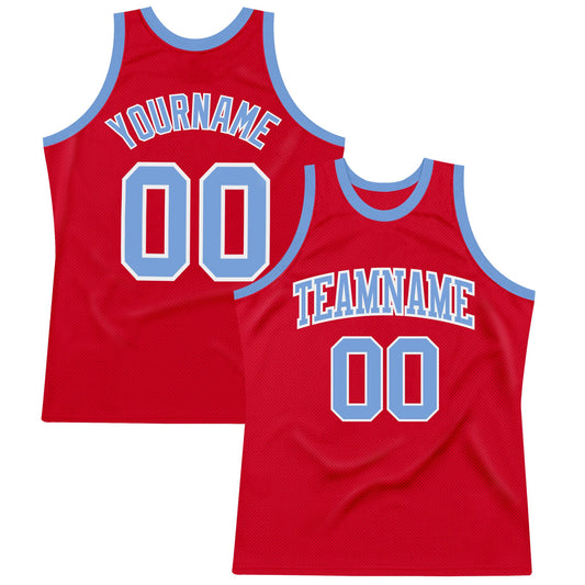 Custom Red Light Blue-White Authentic Throwback Basketball Jersey - Sky-Custom