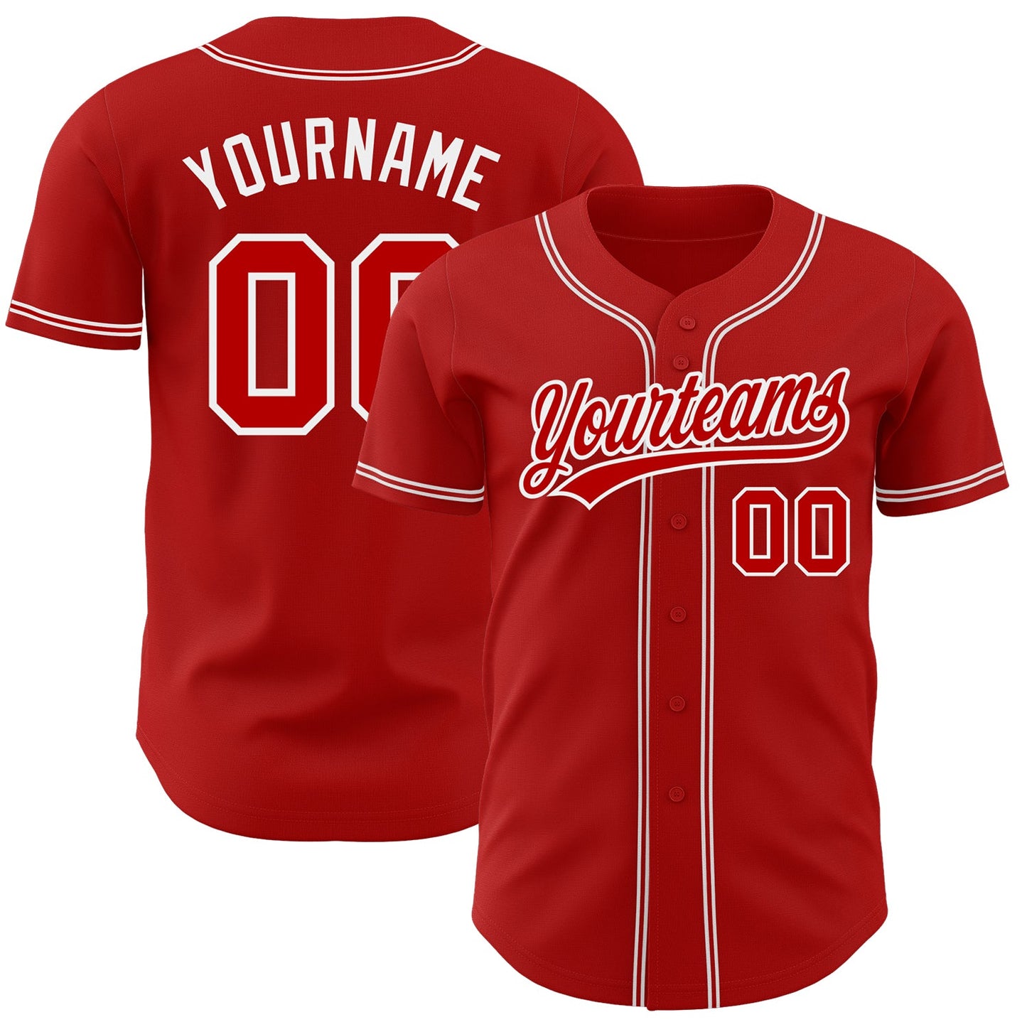 Custom Red Red-White Authentic Baseball Jersey - Sky-Custom
