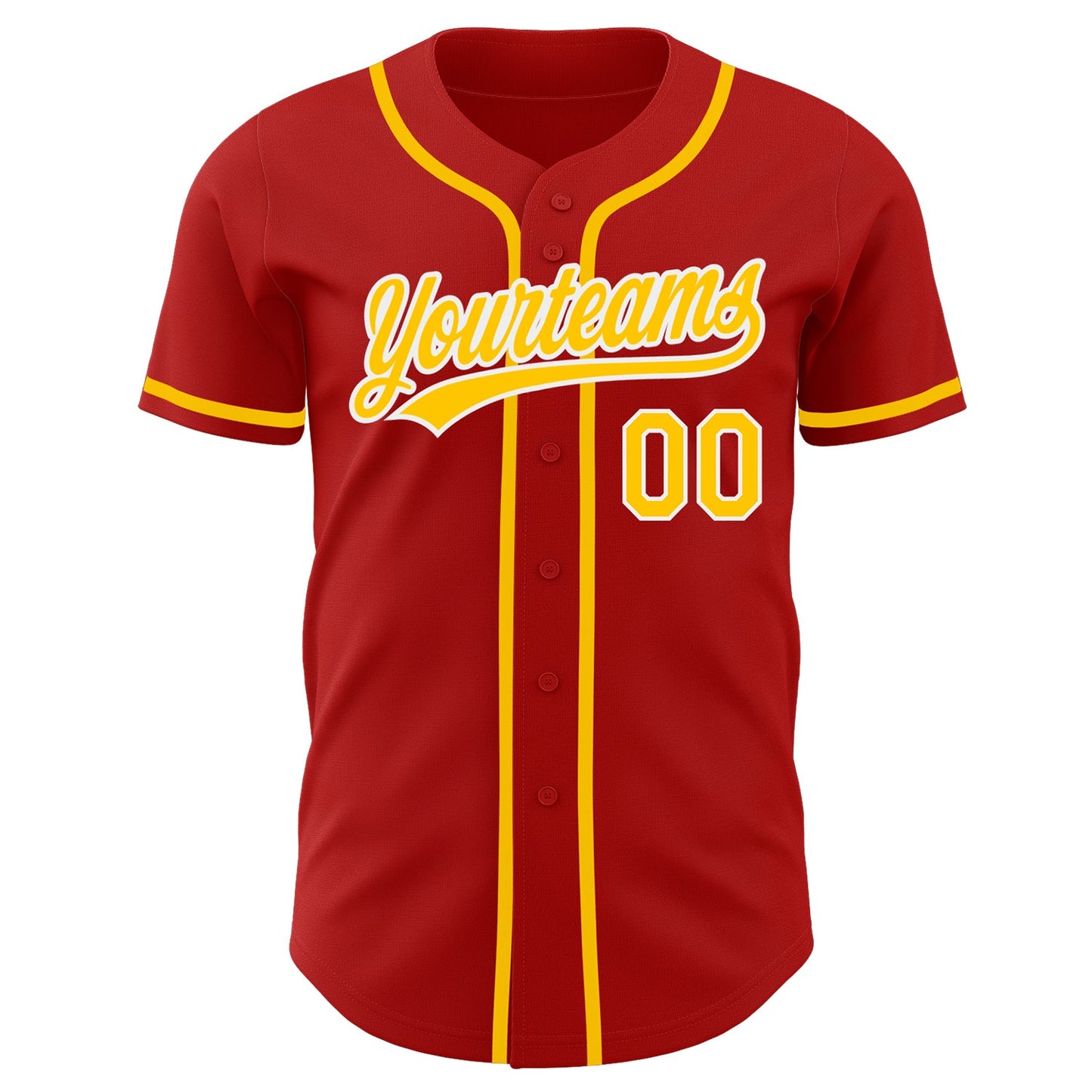 Custom Red Gold-White Authentic Baseball Jersey - Sky-Custom