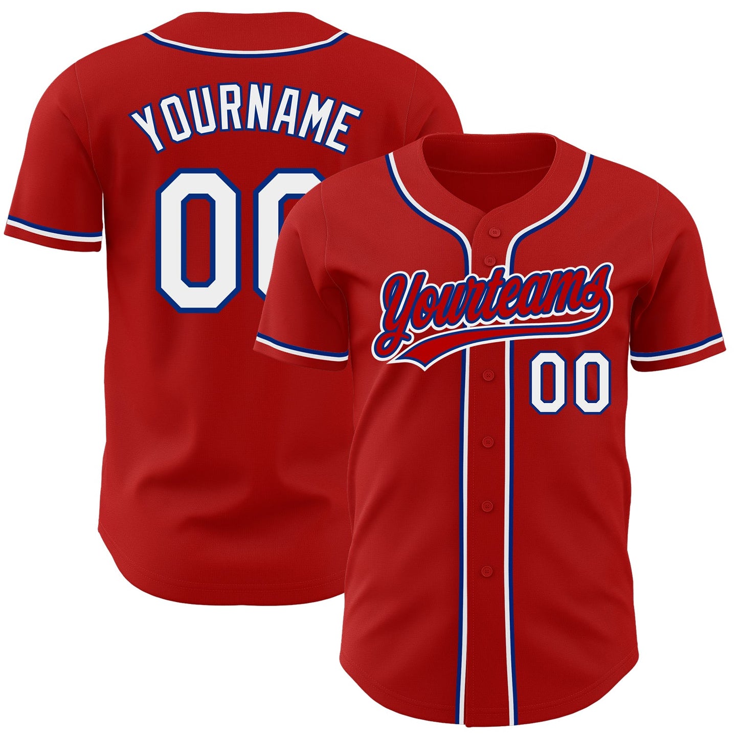 Custom Red White-Royal Authentic Baseball Jersey - Sky-Custom