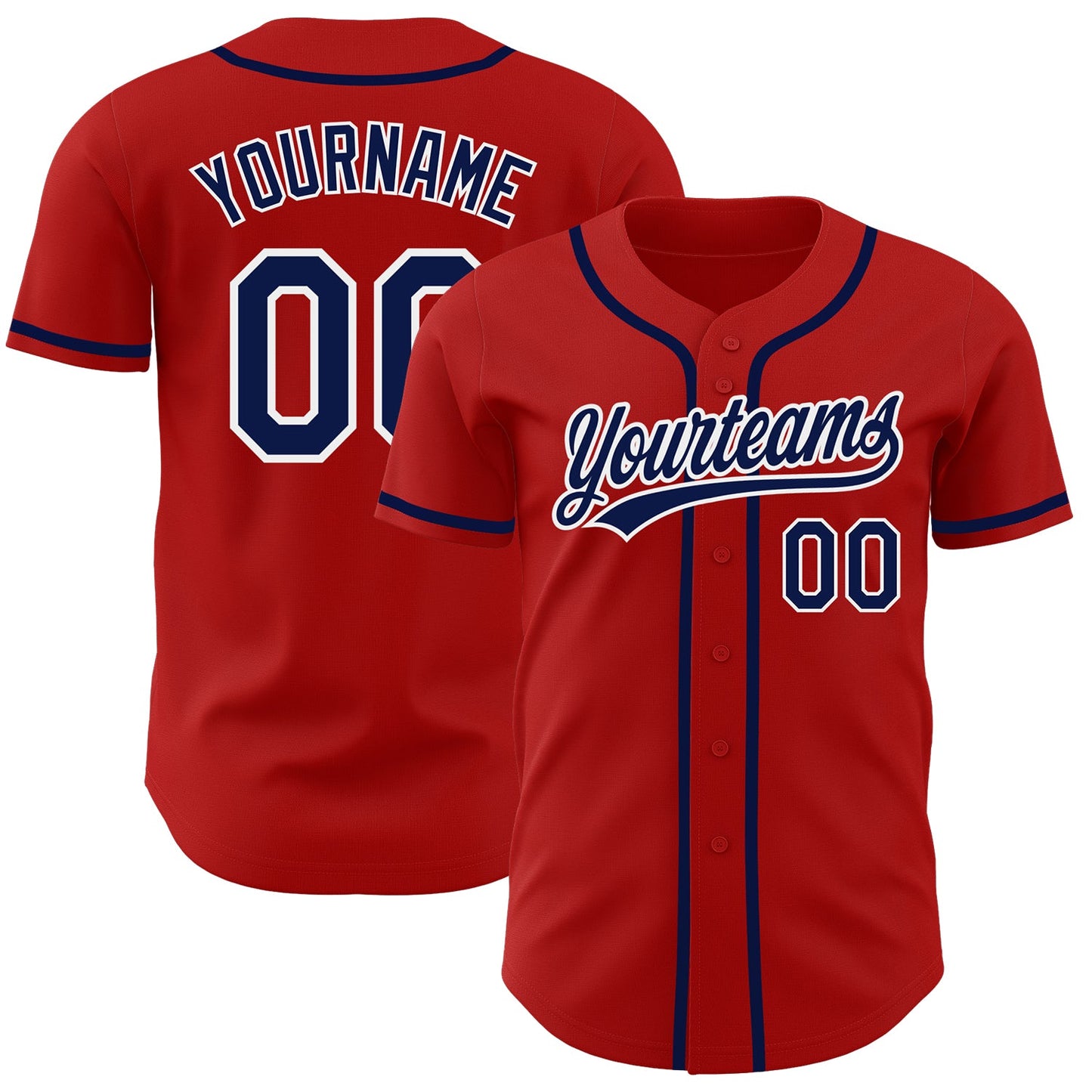 Custom Red Navy-White Authentic Baseball Jersey - Sky-Custom